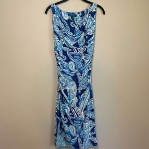 RALPH LAUREN Blue Paisley Cocktail Dress